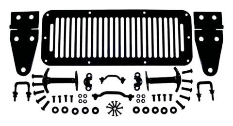 Hood Appearance Set 1987-1995 YJ Wrangler w/Hinges/Catches/Vent Cover/Footman Loop/Windshield Stops/Hardware Black RT Off Road