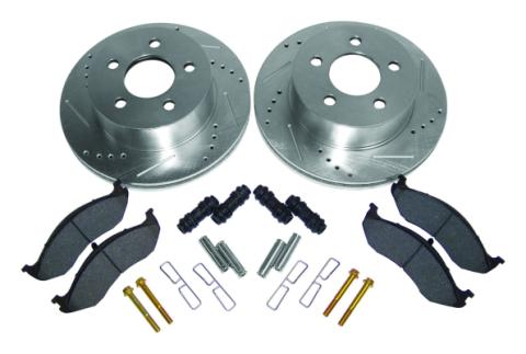 Front Performance Brake Kit for Jeep TJ, XJ, Drilled &amp; Slotted Rotors &amp; Hardware RT Off Road