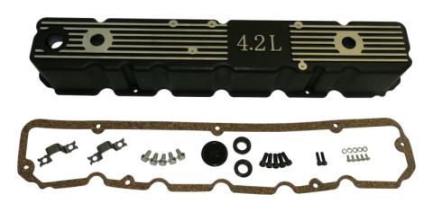 Black Aluminum Valve Cover Kit for 81-86 Jeep CJs, SJ, J-Series w/ 4.2L Engine RT Off Road