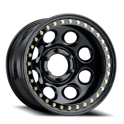 Aluminum Wheels 15x10 Rock 8 RT81 Gloss Black Beadlock Offset 6 on 139.7 Bolt Pattern 107.95 Bore Raceline