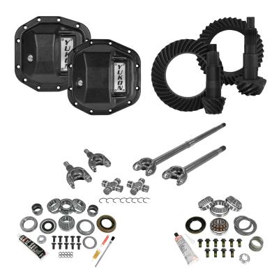 Stage 3 Jeep JL Re-Gear Kit W/Covers Front Axles Dana 30/44 3.73 Ratio JL Non-Rubicon M220 Rear/ M186 Front Stage 3 Gear Kit Package 3.73 F&amp;R Cover &amp; 4340 Front Axles Yukon Gear