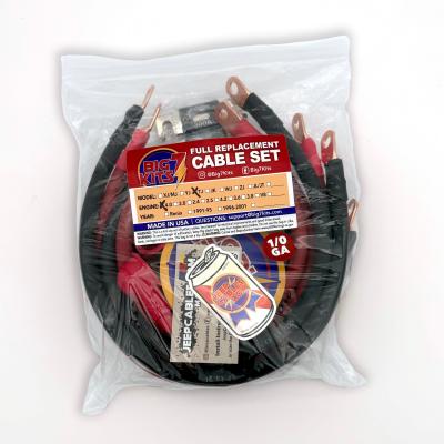 1997-1999 Jeep Wrangler TJ / LJ Battery Cable Kit 2.5 Liter 4 Gauge Battery Cable w/Black Red/Spyder Wrap Big7Kits
