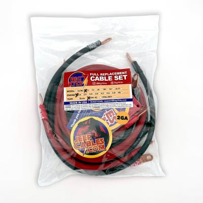 1987-1990 Jeep Wrangler YJ Battery Cable Kit 4.2 Liter 2 Gauge Battery Cable w/Black Red/Spyder Wrap Big7Kits