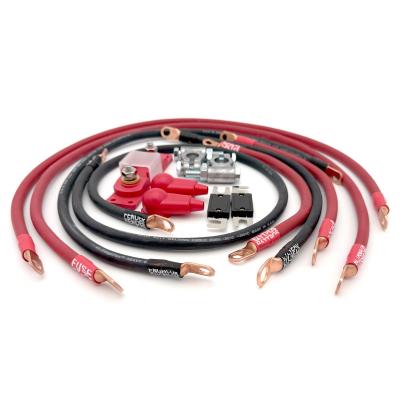 1991-1995 Jeep Wrangler YJ Battery Cable Kit 2.5 Liter 4 Gauge Battery Cable w/Black Red/Spyder Wrap Big7Kits