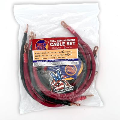 1993-1998 Jeep Grand Cherokee Battery Cable Kit ZJ 4.0 Liter 1/0 Gauge Battery Cable w/Black Red/Spyder Wrap Big7Kits