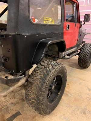 Jeep CJ7 Rear Armor w/Tube Flares Bare Steel For 76-87 Jeep CJ7 Wizard Works Offroad