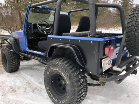 Jeep CJ7 Rear Armor w/Tube Flares Bare Steel For 76-87 Jeep CJ7 Wizard Works Offroad