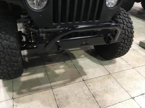 Jeep Stubby Front Bumper w/Bull Bar Bare Steel For 76-87 Jeep CJ7 81-85 Jeep Scrambler Wizard Works Offroad
