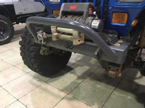 Jeep Stubby Front Bumper w/Bull Bar Bare Steel For 76-87 Jeep CJ7 81-85 Jeep Scrambler Wizard Works Offroad