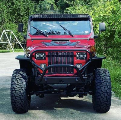 Jeep YJ Stubby Bumper with Grill Hoop Bare Steel For 87-95 Wrangler YJ Wizard Works Offroad