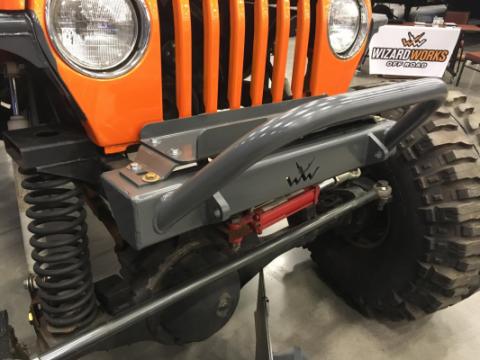 Jeep YJ Stubby Front Bumper w/Bull Bar Bare Steel For 87-95 Wrangler YJ Wizard Works Offroad