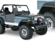 Black Jeep Cutout Style Textured Finish 4-Piece Fender Flare Set For 1956-1986 Jeep CJ5, CJ5A, CJ6, CJ6A, CJ7, Willys Bushwacker