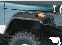 Black Jeep Cutout Style Textured Finish 4-Piece Fender Flare Set For 1956-1986 Jeep CJ5, CJ5A, CJ6, CJ6A, CJ7, Willys Bushwacker
