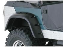 Black Jeep Cutout Style Textured Finish 4-Piece Fender Flare Set For 1956-1986 Jeep CJ5, CJ5A, CJ6, CJ6A, CJ7, Willys Bushwacker