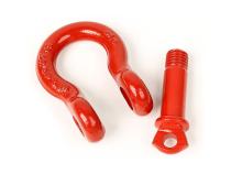 D-Ring Shackle Kit 3/4 Inch Red Steel Pair Rugged Ridge