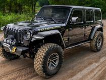 Black Hyperform Flat Style Textured Finish 4 Pc Set Fender Flares For 2018-2023 Jeep Wrangler Bushwacker