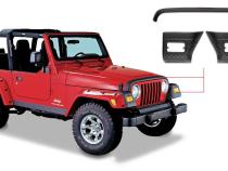 Black Trail Armor Hood Stone Guard And Front Corners For 1997-2006 Jeep Wrangler, 4pc Set Bushwacker