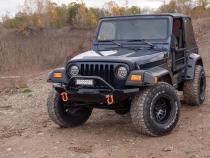 Black Trail Armor Hood Stone Guard And Front Corners For 1997-2006 Jeep Wrangler, 4pc Set Bushwacker