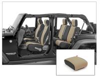 Jeep Wrangler Neoprene Seat Covers Front And Rear with Free Center Console Cover for 13-18 Wrangler Unlimited JK Tan Diver Down