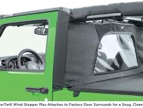 Jeep JK Combo For Soft Top Equipped Cable Style Bimini Top For 07-09 Wrangler JK 2 Door w/s Header WindStopper Plus and Tonneau MasterTop