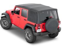 Mesh Trail Screens 2010-2018 4 Dr JKU Wrangler with Factory Original or MasterTop Soft Top 3 Piece Kit Black Mesh MasterTop