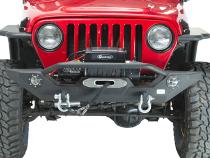 Jeep TJ/YJ Front Bumper W/LED's 87-06 Wrangler TJ/YJ Steel Black Textured Powercoat Fishbone Offroad