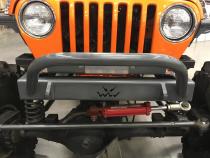 Jeep Stubby Front Bumper w/Bull Bar Bare Steel For 76-87 Jeep CJ7 81-85 Jeep Scrambler Wizard Works Offroad