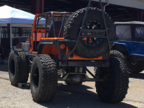 Jeep Rear Bumper and Swing Down Tire Carrier Bare Steel For 76-87 Jeep CJ7 Wizard Works Offroad