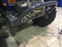 Jeep YJ Stubby Front Bumper w/Bull Bar Bare Steel For 87-95 Wrangler YJ Wizard Works Offroad