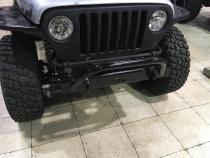 Jeep YJ Stubby Front Bumper w/Bull Bar Bare Steel For 87-95 Wrangler YJ Wizard Works Offroad